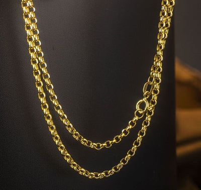 60cm L Pure Solid  Yellow Gold Chain Necklace/ Cable Chain Necklace/ 5.35g