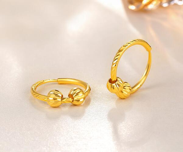 Solid Pure 24K Yellow Gold Earrings 999 Gold